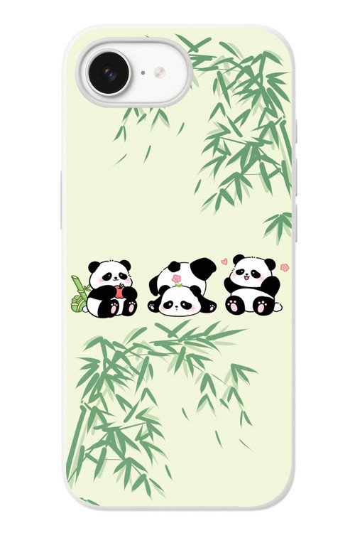 İphone 16e Uyumlu Panda Ailesi Baskılı Silikon Kılıf