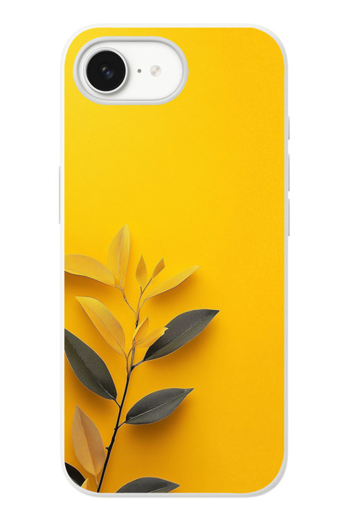 İphone 16e Uyumlu Sarı Siyah Çiçekler Baskılı Silikon Kılıf