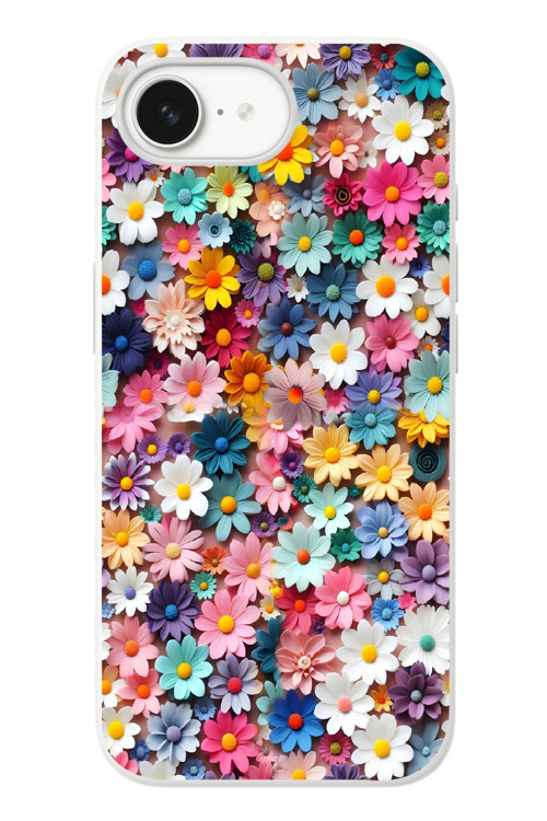 İphone 16e Uyumlu Pastel Çiçekler Baskılı Silikon Kılıf