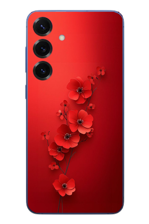 Samsung Galaxy S25 Plus Uyumlu Kırmızı Kardelenler Baskılı Silikon Kılıf