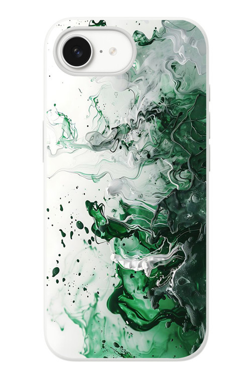 İphone 16e Uyumlu Yeşil Beyaz Dalgalar Baskılı Silikon Kılıf