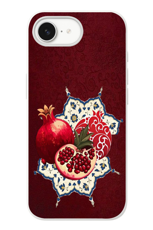 İphone 16e Uyumlu Nar Retro Baskılı Silikon Kılıf