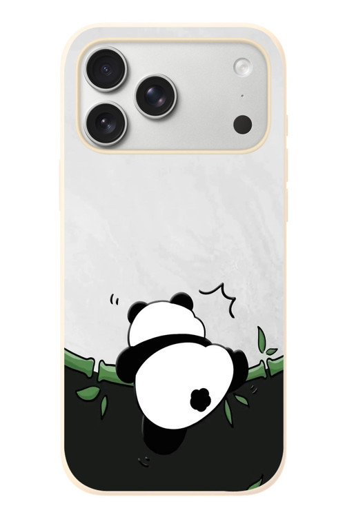 İphone 17 Pro Max Uyumlu Bambuya Çıkan Panda Baskılı Silikon Kılıf