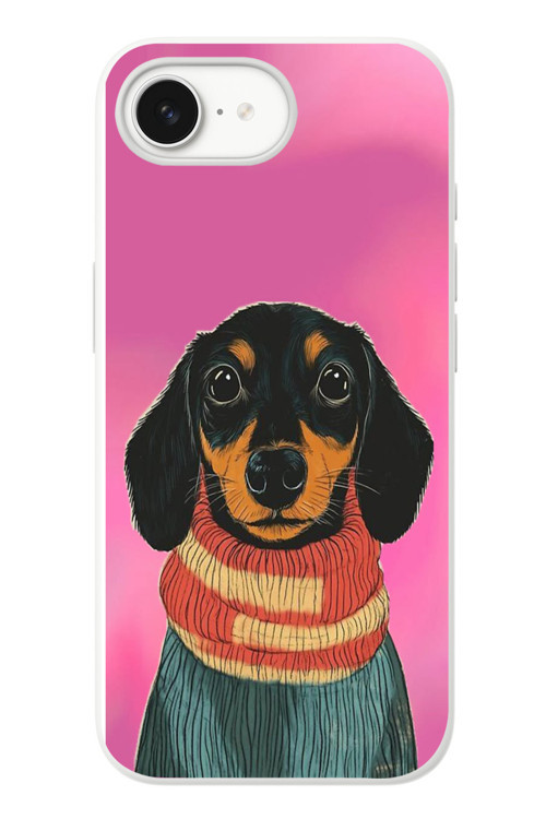 İphone 16e Uyumlu Sevimli Siyah Köpek Baskılı Silikon Kılıf