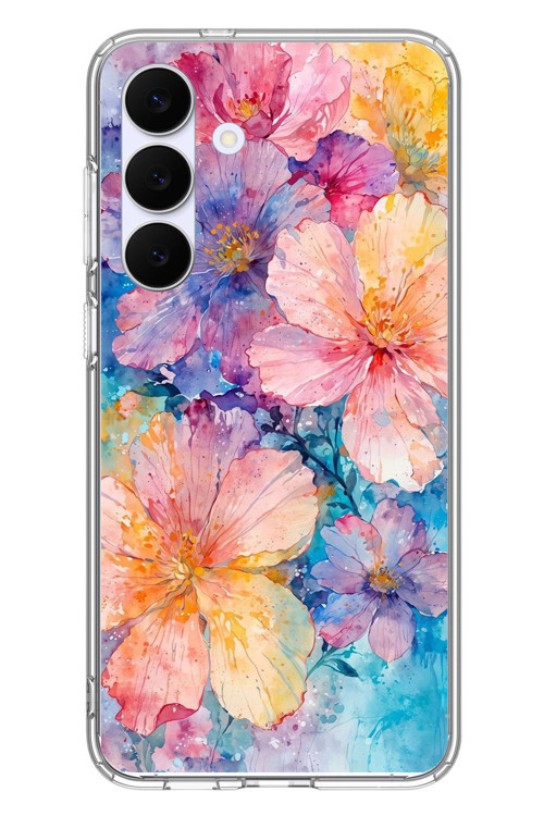 Samsung Galaxy S25 FE Uyumlu Yağlı Boya Çiçekler Baskılı Silikon Kılıf
