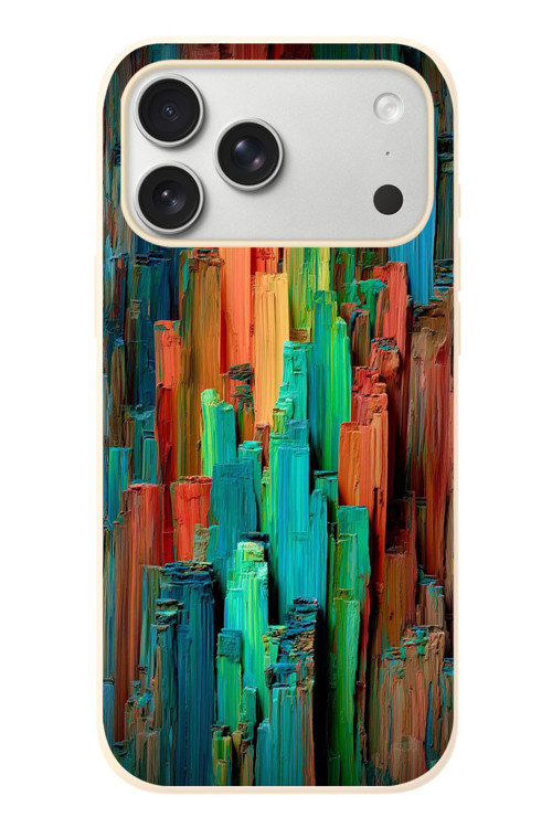 İphone 17 Pro Max Uyumlu Dikey Renkler Baskılı Silikon Kılıf