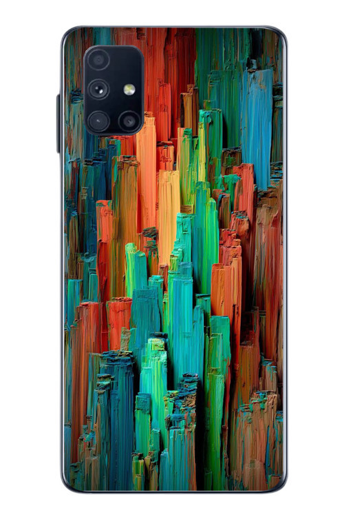 Samsung Galaxy M51 Uyumlu Dikey Renkler Baskılı Silikon Kılıf