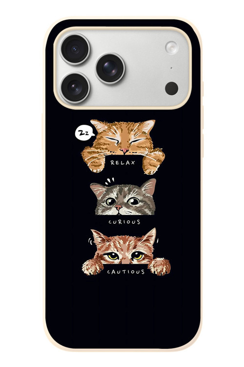 İphone 17 Pro Max Uyumlu Kedi Halleri Baskılı Silikon Kılıf