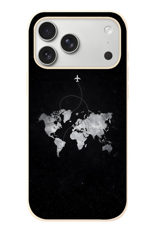 İphone 17 Pro Max Uyumlu Dünya Haritası Uçuş Baskılı Silikon Kılıf