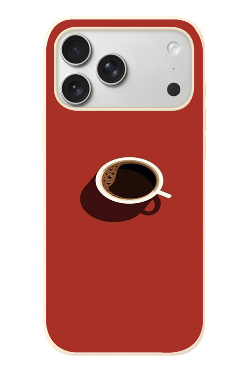 İphone 17 Pro Max Uyumlu Sade Kahve Kupası Baskılı Silikon Kılıf