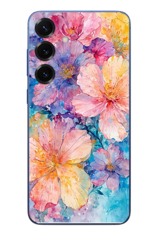 Samsung Galaxy S25 Plus Uyumlu Yağlı Boya Çiçekler Baskılı Silikon Kılıf