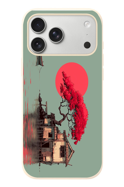 İphone 17 Pro Max Uyumlu Sahil Evi Baskılı Silikon Kılıf