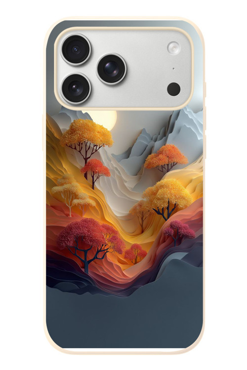 İphone 17 Pro Max Uyumlu Renk Dalgalı Manzara Baskılı Silikon Kılıf