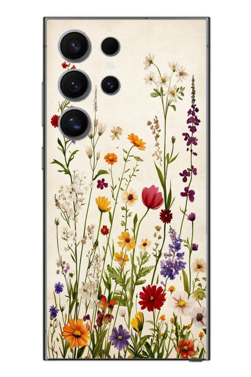 Samsung Galaxy S24 Ultra Uyumlu Zarif Çiçekler Baskılı Silikon Kılıf