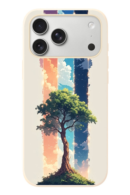 İphone 17 Pro Max Uyumlu Yalnız Ağaç Dört Mevsim Baskılı Silikon Kılıf