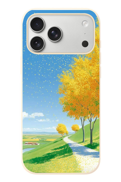 İphone 17 Pro Max Uyumlu Sarı Sonbahar Ağacı Baskılı Silikon Kılıf