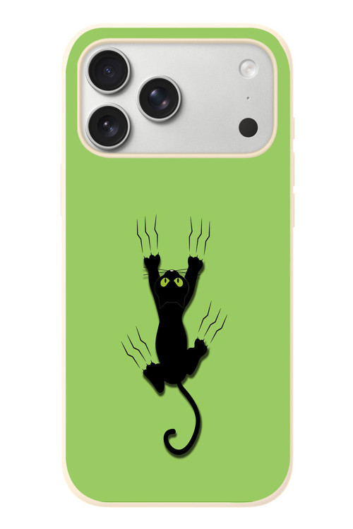 İphone 17 Pro Max Uyumlu Tutunan Kedi Baskılı Silikon Kılıf