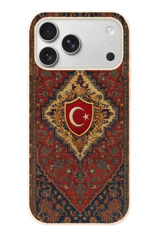 İphone 17 Pro Max Uyumlu Türkiye Bayraklı Halı Baskılı Silikon Kılıf
