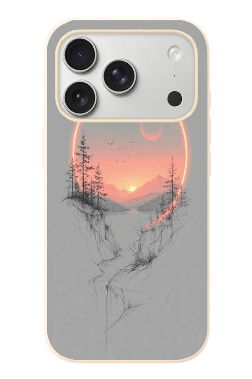 İphone 17 Pro Uyumlu Günbatımı Mermer Desenli Baskılı Silikon Kılıf