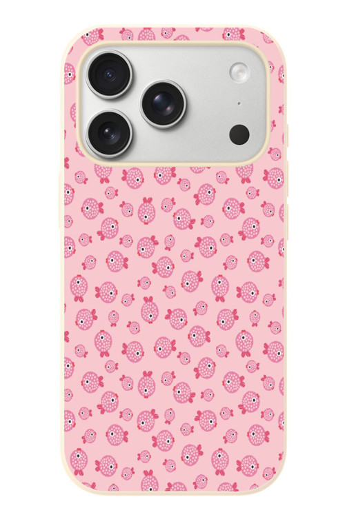 İphone 17 Pro Uyumlu Pembe Balıklar Baskılı Silikon Kılıf