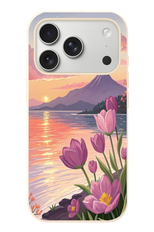 İphone 17 Pro Uyumlu Çiçek Yağlı Boya Baskılı Silikon Kılıf