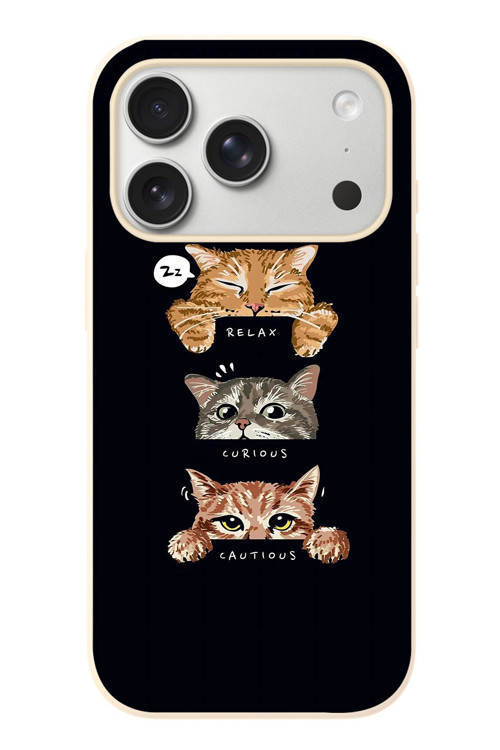 İphone 17 Pro Uyumlu Kedi Halleri Baskılı Silikon Kılıf