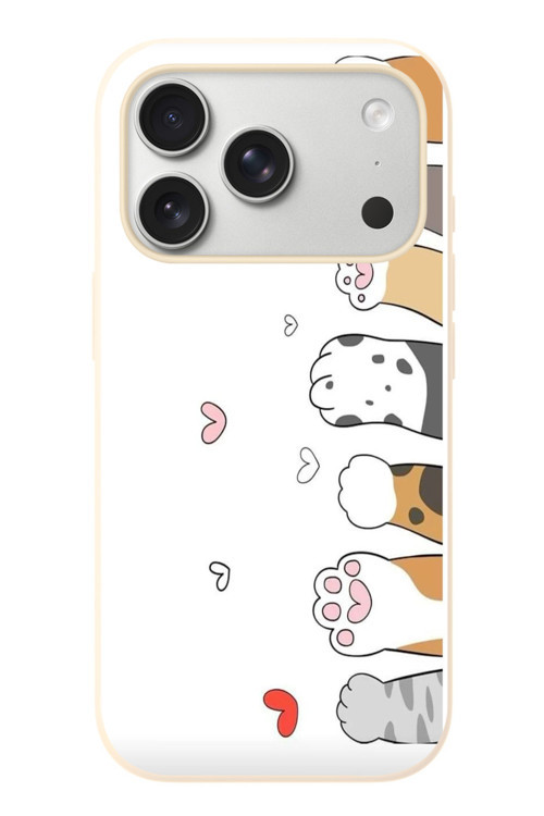 İphone 17 Pro Uyumlu Kedi Harekatı Patileri Baskılı Silikon Kılıf