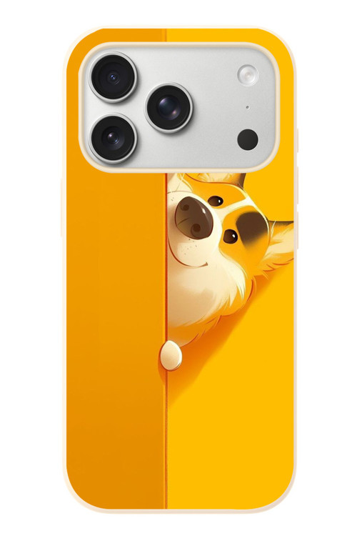 İphone 17 Pro Uyumlu Sarı Köpek Baskılı Silikon Kılıf