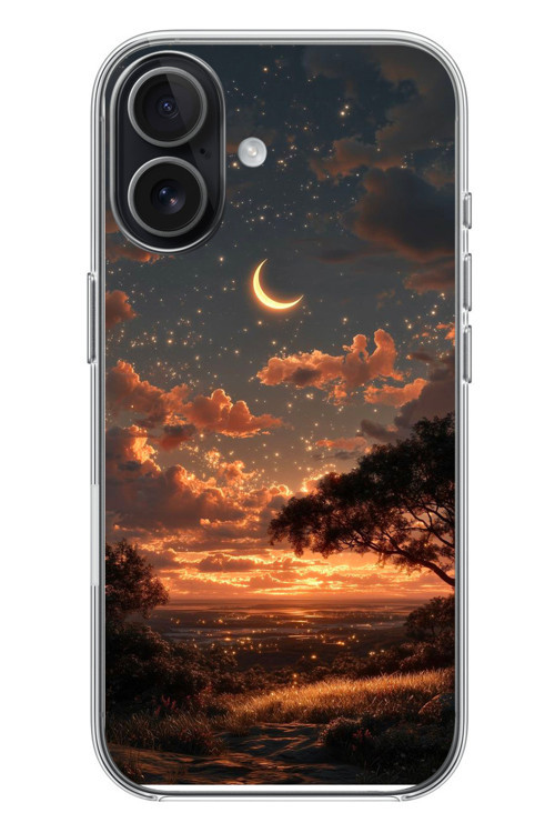 İphone 17 Uyumlu Ay Gecesi Baskılı Silikon Kılıf