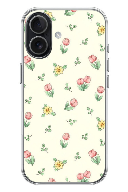 İphone 17 Uyumlu Lale Çiçekleri Baskılı Silikon Kılıf