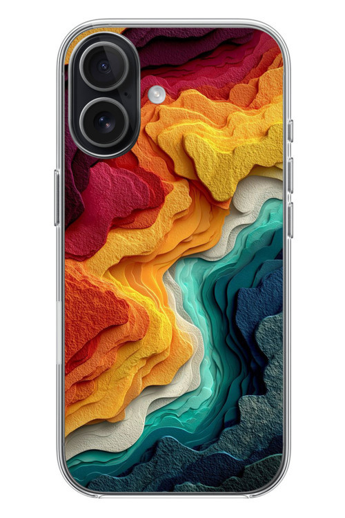 İphone 17 Uyumlu Renk Dalgaları Baskılı Silikon Kılıf