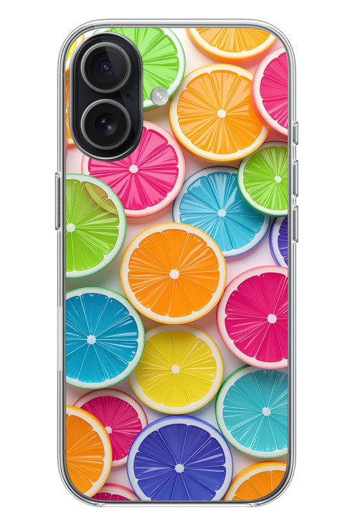 iphone 17 Uyumlu Renkli Lime Dilimler Baskılı Silikon Kılıf
