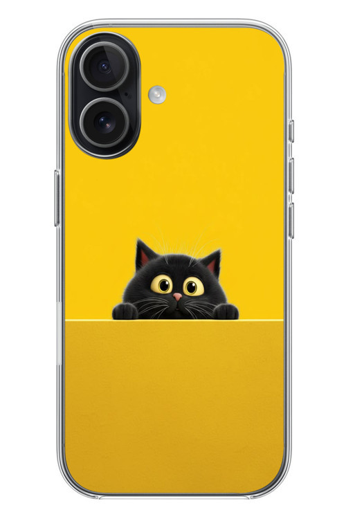 İphone 17 Uyumlu Sarı Gözlü Kedi Baskılı Silikon Kılıf