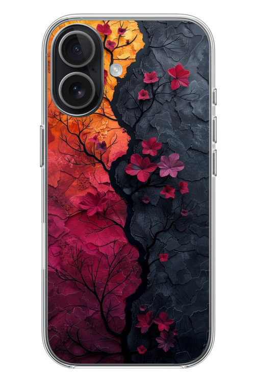 İphone 17 Uyumlu Yaprak Geçişkenliği Baskılı Silikon Kılıf