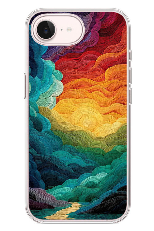 İphone 17e Uyumlu Gün Doğumu ve Batımı Baskılı Silikon Kılıf