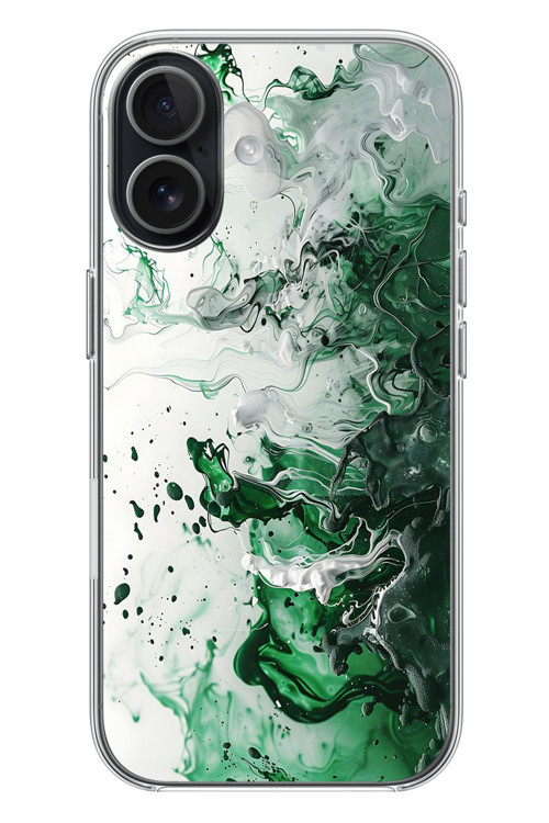 İphone 17 Uyumlu Yeşil Beyaz Dalgalar Baskılı Silikon Kılıf