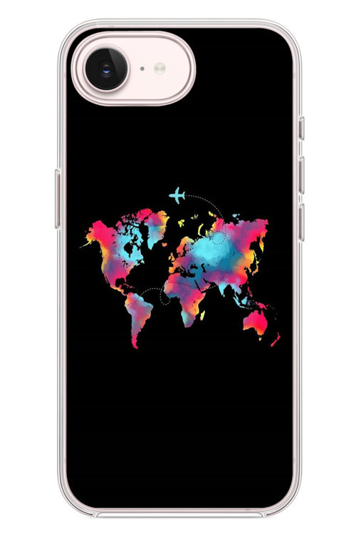 İphone 17e Uyumlu Dünya Renkli Haritası Baskılı Silikon Kılıf