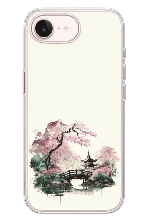 İphone 17e Uyumlu Japon Bahçesi Baskılı Silikon Kılıf