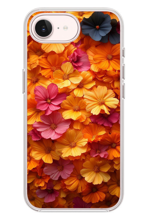 İphone 17e Uyumlu Sarı Pembe Çiçekler Baskılı Silikon Kılıf