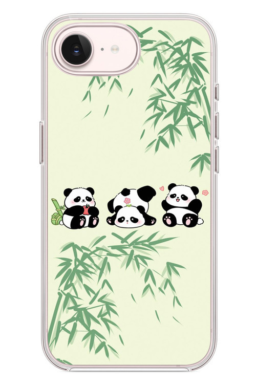 İphone 17e Uyumlu Panda Ailesi Baskılı Silikon Kılıf