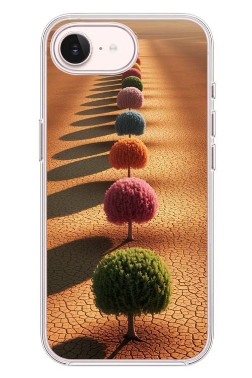 İphone 17e Uyumlu Sıralı Renkli Ağaçlar Baskılı Silikon Kılıf