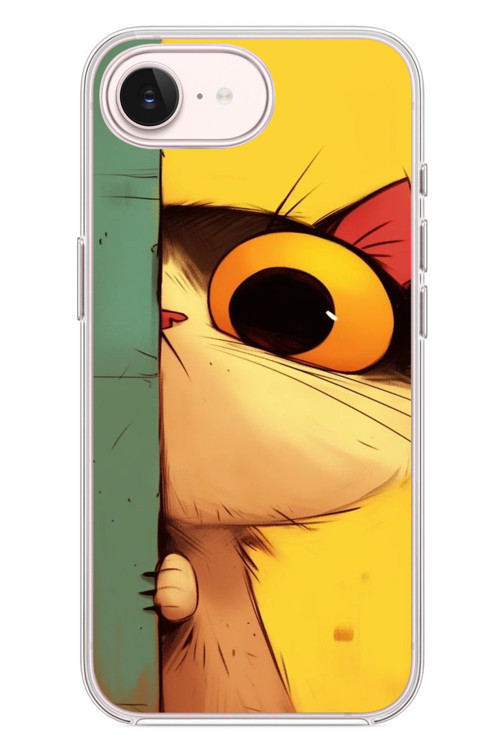 İphone 17e Uyumlu Tek Gözlü Kedi Baskılı Silikon Kılıf