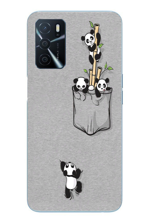 Oppo A16 Uyumlu Cepli Panda Baskılı Silikon Kılıf