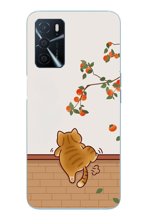 Oppo A16 Uyumlu Kedi Tırmanıyor Baskılı Silikon Kılıf
