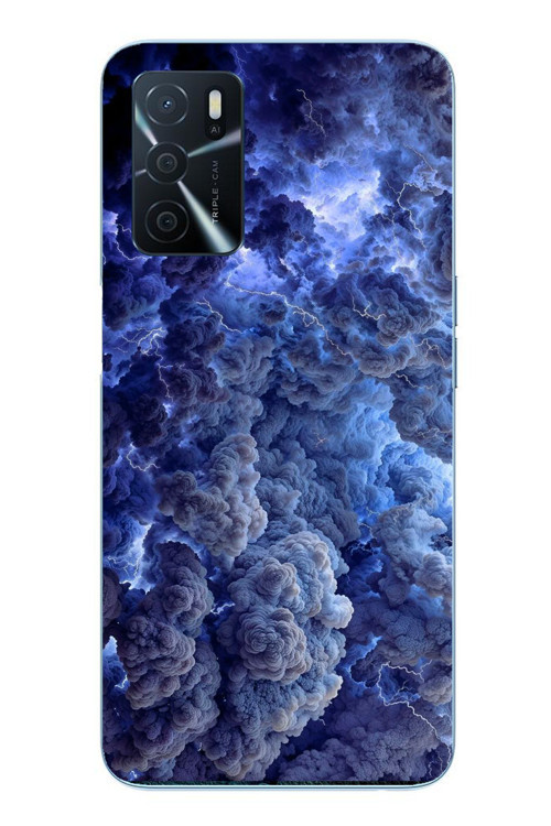 Oppo A16 Uyumlu Mor Bulutlar Baskılı Silikon Kılıf