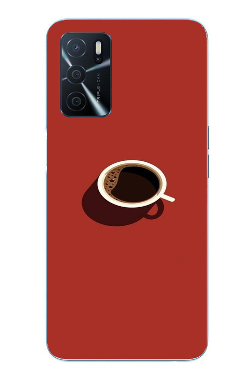 Oppo A16 Uyumlu Sade Kahve Kupası Baskılı Silikon Kılıf