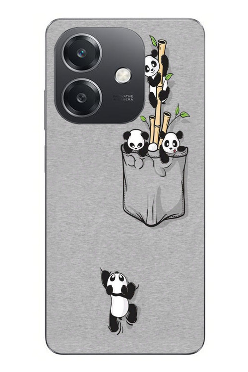 Oppo A3 Uyumlu Cepli Panda Baskılı Silikon Kılıf