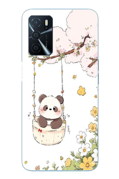 Oppo A16 Uyumlu Sallanan Panda Baskılı Silikon Kılıf