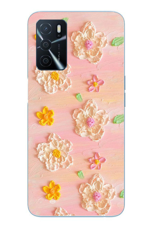 Oppo A16 Uyumlu Pastel Papatya Baskılı Silikon Kılıf