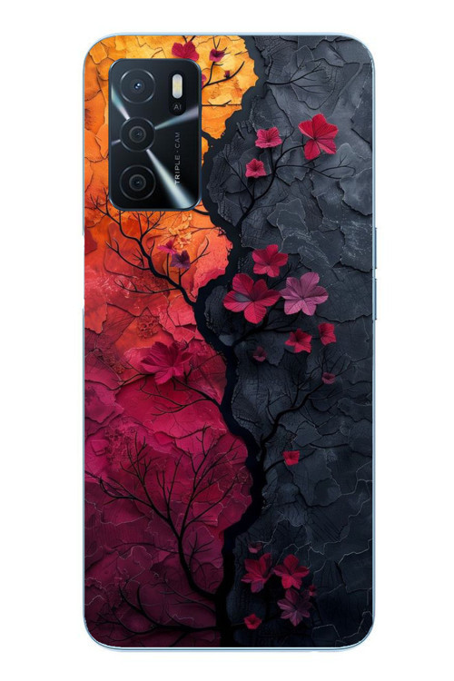 Oppo A16 Uyumlu Yaprak Geçişkenliği Baskılı Silikon Kılıf